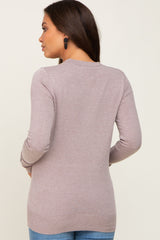 Mocha Knit Long Button Sleeve Maternity Top