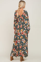 Teal Tropical Floral Maxi Dress