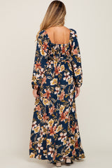 Navy Tropical Floral Maternity Maxi Dress