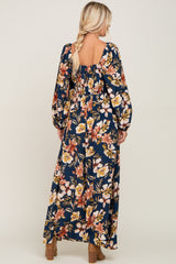 Navy Tropical Floral Maxi Dress