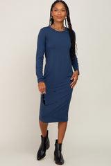 Deep Teal Basic Midi Dress