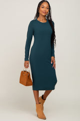 Forest Green Basic Maternity Midi Dress