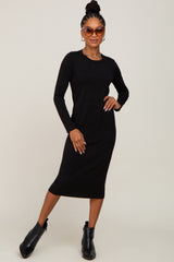 Black Basic Maternity Midi Dress