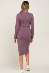 Mauve Basic Maternity Midi Dress