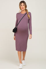 Mauve Basic Maternity Midi Dress