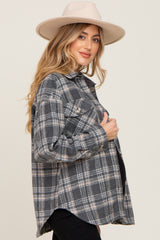 Charcoal Plaid Maternity Flannel