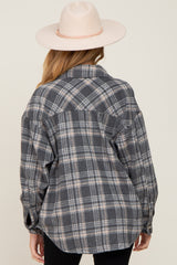 Charcoal Plaid Maternity Flannel