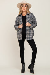 Charcoal Plaid Maternity Flannel