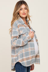 Light Blue Plaid Maternity Flannel