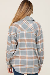 Light Blue Plaid Maternity Flannel