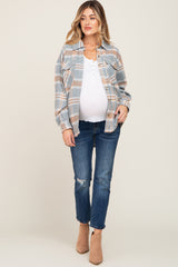 Light Blue Plaid Maternity Flannel