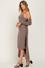 Taupe Ribbed Cardigan 2 Piece Set