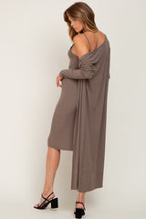 Taupe Ribbed Cardigan 2 Piece Set