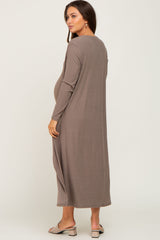 Taupe Ribbed Cardigan 2 Piece Maternity Set