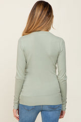 Mint Knit Long Button Sleeve Maternity Top