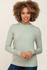 Mint Knit Long Button Sleeve Maternity Top