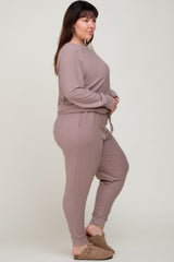 Mocha Soft Knit Long Sleeve Plus Set