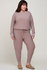 Mocha Soft Knit Long Sleeve Plus Set