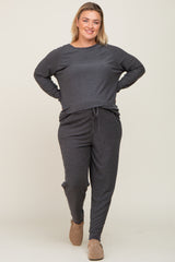 Charcoal Soft Knit Long Sleeve Maternity Plus Set