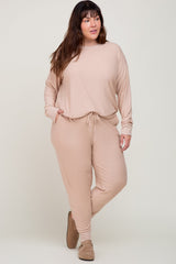 Taupe Soft Knit Long Sleeve Plus Set