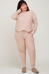 Taupe Soft Knit Long Sleeve Plus Set