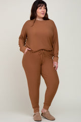 Camel Soft Knit Long Sleeve Plus Set