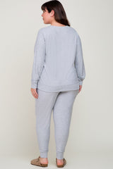 Heather Grey Soft Knit Long Sleeve Plus Set