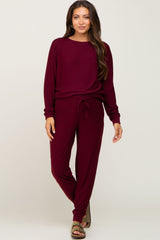 Burgundy Soft Knit Long Sleeve Maternity Set