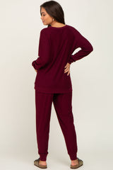 Burgundy Soft Knit Long Sleeve Maternity Set