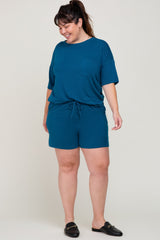 Teal Pocket Front Plus Pajama Short Set