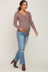 Mauve Floral Maternity Henley Top