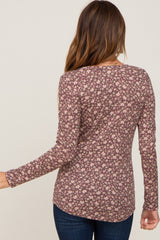 Mauve Floral Henley Top