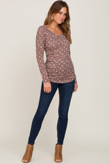 Mauve Floral Henley Top