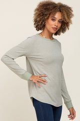 Sage Ribbed Striped Long Sleeve Top