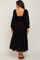 Black Tiered Maternity Midi Dress