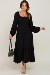 Black Tiered Midi Dress