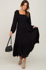 Black Tiered Midi Dress