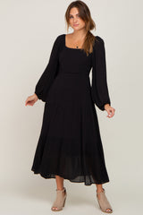 Black Tiered Midi Dress