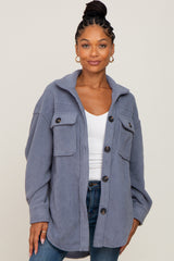 Blue Fleece Maternity Shirt Jacket