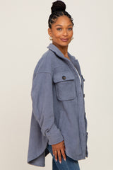 Blue Fleece Shirt Jacket