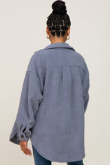 Blue Fleece Shirt Jacket