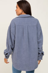 Blue Fleece Maternity Shirt Jacket