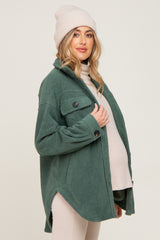 Forest Green Fleece Maternity Shirt Jacket