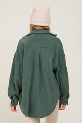 Forest Green Fleece Maternity Shirt Jacket