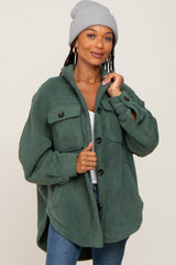 Forest Green Fleece Maternity Shirt Jacket