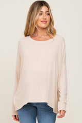 Cream Knit Long Dolman Sleeve Maternity Top