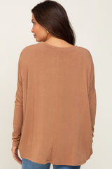 Camel Knit Long Dolman Sleeve Maternity Top