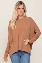 Camel Knit Long Dolman Sleeve Maternity Top