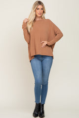 Camel Knit Long Dolman Sleeve Top