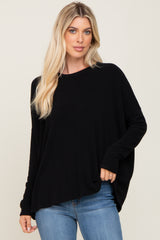 Black Knit Long Dolman Sleeve Top